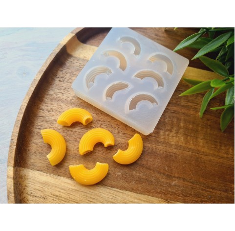 Silicone mold, Macaroni pasta, style 3, 7 elements, ~ 2.3 cm, H:0.9 cm