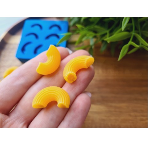 Silicone mold, Macaroni pasta, style 3, 7 elements, ~ 2.3 cm, H:0.9 cm