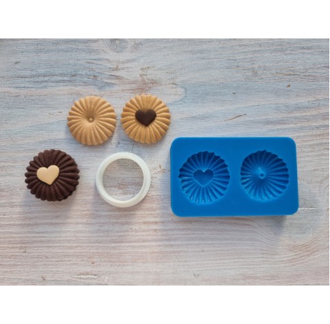 Silicone mold, Set of cookies 5, 2 pcs. + cutter, ~ Ø 2.7 cm