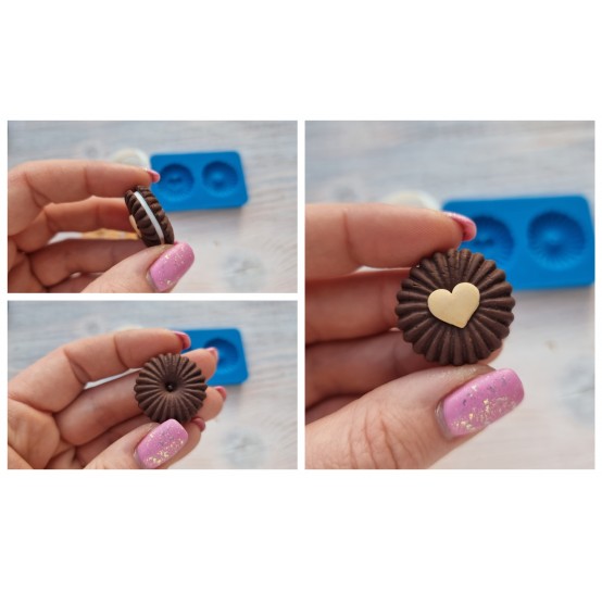 Silicone mold, Set of cookies, style 5, 2 pcs. + cutter, ~ Ø 2.7 cm