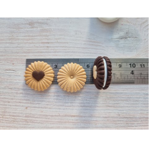 Silicone mold, Set of cookies, style 5, 2 pcs. + cutter, ~ Ø 2.7 cm