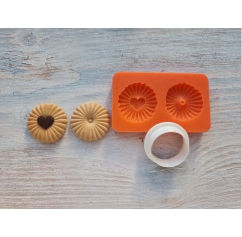Silicone mold, Set of cookies, style 5, 2 elements ~ Ø 2.7 cm + cutter Ø 2.2 cm