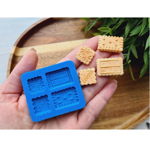 Silicone mold, Biscuit set, style 7, 4 elements, ~ 1.7-2.6 cm, H:0.3-0.4 cm