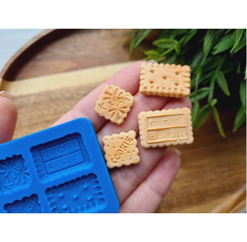 Silicone mold, Biscuit set, style 7, 4 elements, ~ 1.7-2.6 cm, H:0.3-0.4 cm