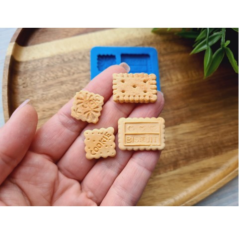 Silicone mold, Biscuit set, style 7, 4 elements, ~ 1.7-2.6 cm, H:0.3-0.4 cm