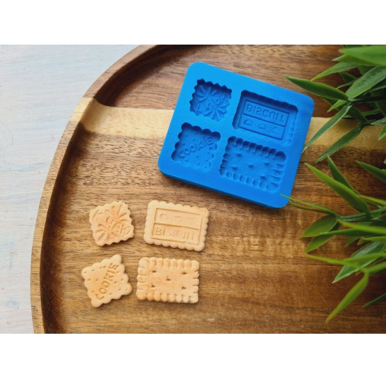 Silicone mold, Biscuit set, style 7, 4 elements, ~ 1.7-2.6 cm, H:0.3-0.4 cm