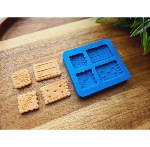 Silicone mold, Biscuit set, style 7, 4 elements, ~ 1.7-2.6 cm, H:0.3-0.4 cm