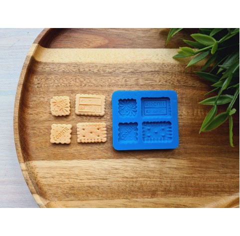 Silicone mold, Biscuit set, style 7, 4 elements, ~ 1.7-2.6 cm, H:0.3-0.4 cm