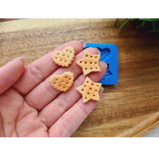 Silicone mold, Biscuit set, style 8, 4 elements, ~ 2-2.2 cm, H:0.4 cm