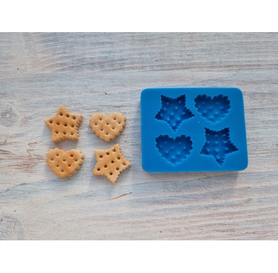 Silicone mold, Set of cookies 7, 4 pcs., ~ 2-2.2 cm (star, heart)