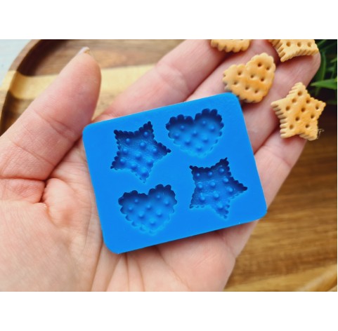 Silicone mold, Biscuit set, style 8, 4 elements, ~ 2-2.2 cm, H:0.4 cm