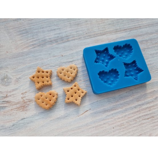 Silicone mold, Set of cookies 7, 4 pcs., ~ 2-2.2 cm (star, heart)