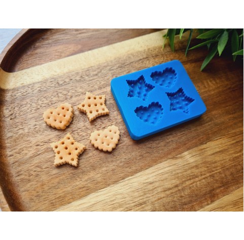 Silicone mold, Biscuit set, style 8, 4 elements, ~ 2-2.2 cm, H:0.4 cm