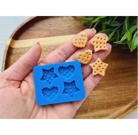 Silicone mold, Biscuit set, style 8, 4 elements, ~ 2-2.2 cm, H:0.4 cm