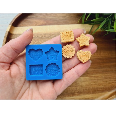 Silicone mold, Biscuit set, style 9, 4 elements, ~ 1.7-2 cm, H:0.3-0.4 cm