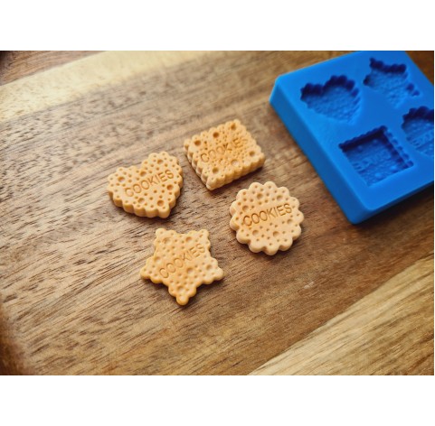 Silicone mold, Biscuit set, style 9, 4 elements, ~ 1.7-2 cm, H:0.3-0.4 cm