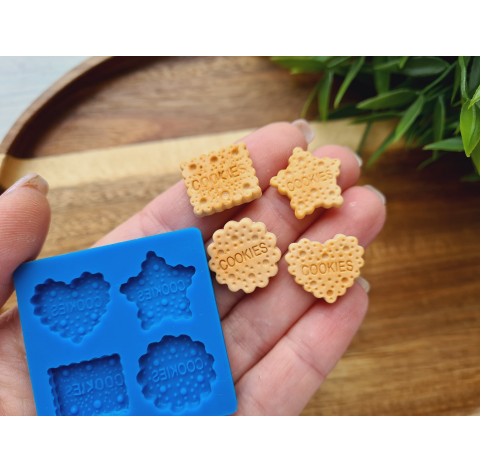 Silicone mold, Biscuit set, style 9, 4 elements, ~ 1.7-2 cm, H:0.3-0.4 cm