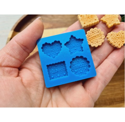 Silicone mold, Biscuit set, style 9, 4 elements, ~ 1.7-2 cm, H:0.3-0.4 cm