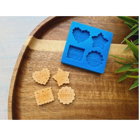 Silicone mold, Biscuit set, style 9, 4 elements, ~ 1.7-2 cm, H:0.3-0.4 cm