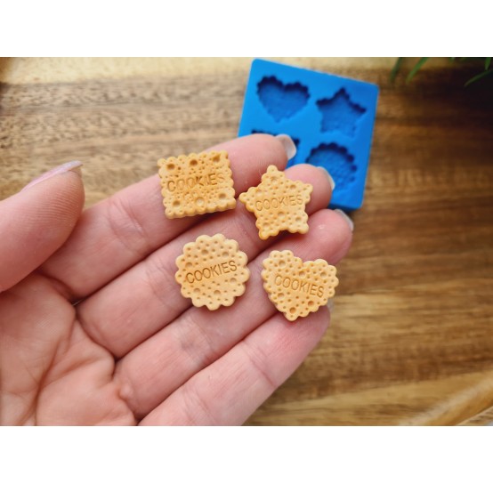 Silicone mold, Biscuit set, style 9, 4 elements, ~ 1.7-2 cm, H:0.3-0.4 cm