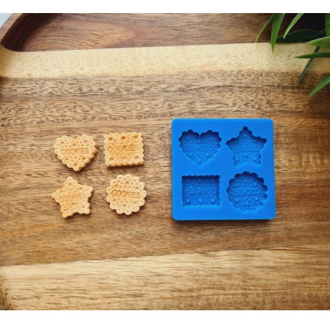 Silicone mold, Biscuit set, style 9, 4 elements, ~ 1.7-2 cm, H:0.3-0.4 cm