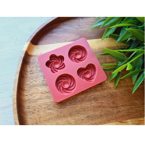 Silicone mold, Сookie set, style 2, 4 elements, ~ 2-2.2 cm, H:0.6 cm