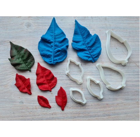 Silicone veiner, Poinsettia leaf, realistic, full set or individually