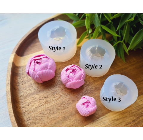 Silicone mold, Peony, style 2, medium, ~ Ø 2.4 cm, H:1.8 cm