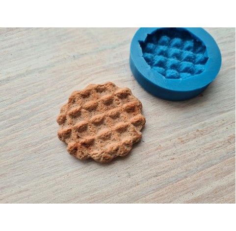 Silicone mold, Waffle, style 11, round, ~ Ø 4.2-4.5 cm, H:0.6 cm