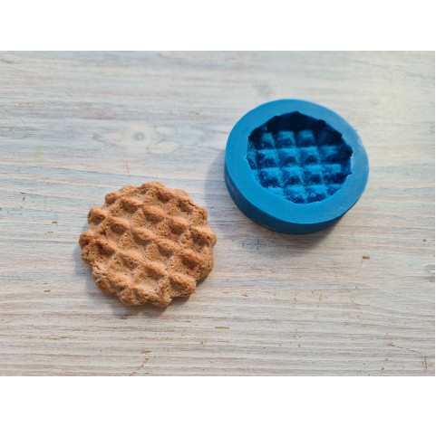 Silicone mold, Waffle, style 11, round, ~ Ø 4.2-4.5 cm, H:0.6 cm