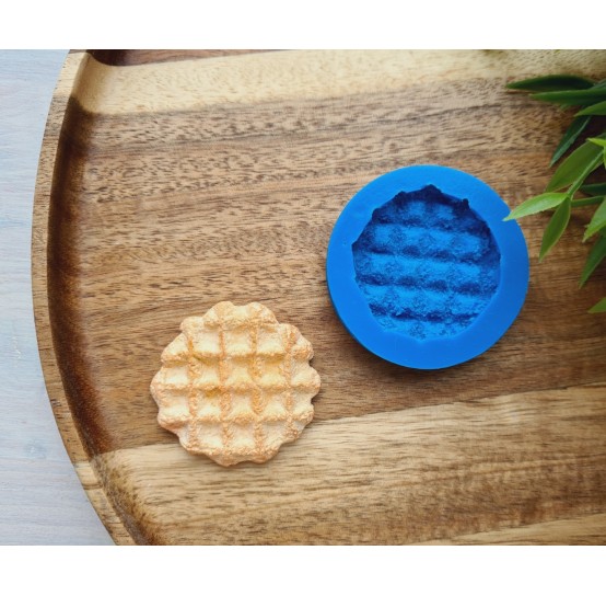 Silicone mold, Waffle, style 13, round, ~ Ø 3.9*4 cm, H:0.7 cm
