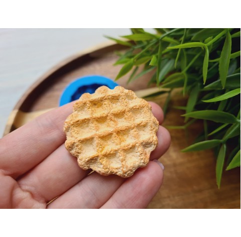 Silicone mold, Waffle, style 13, round, ~ Ø 3.9*4 cm, H:0.7 cm