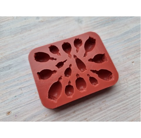 Silicone mold, Poppy boxes, set 2, 15 pcs., ~ 0.7-1.5*1.2-2.5 cm