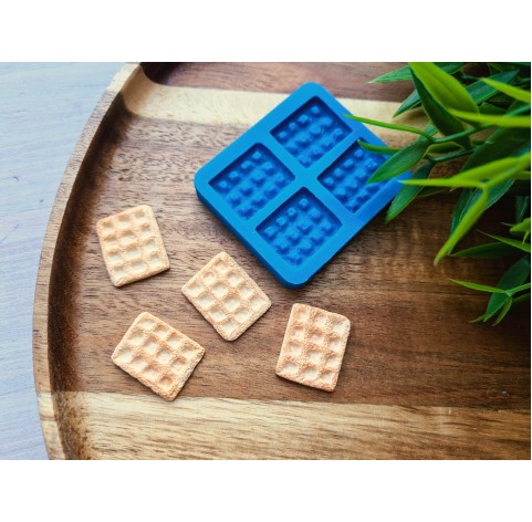 Silicone mold, Waffle, style 14, 4 elements, ~ 1.7*2.2 cm, H:0.3 cm