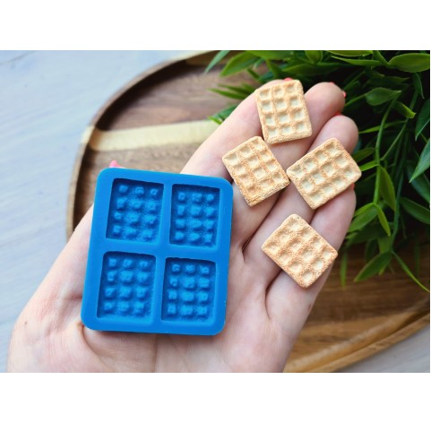 Silicone mold, Waffle, style 14, 4 elements, ~ 1.7*2.2 cm, H:0.3 cm