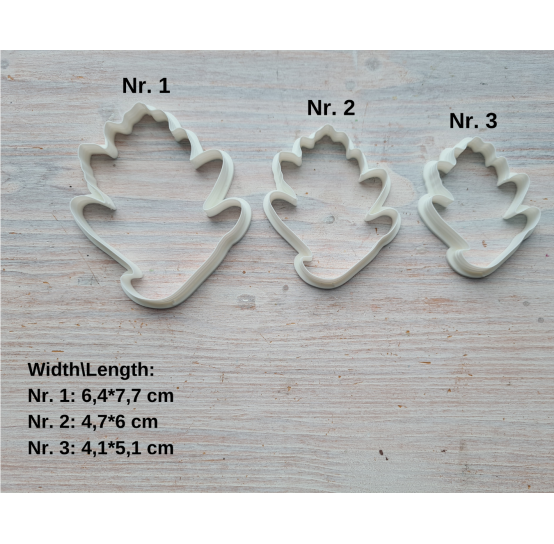 Silicone veiner, Oak leaf, large, ~ 7*8.8 cm + 3 cutters 6.4*7.7 cm, 4.7*6 cm, 4.1*5.1 cm, set or individually