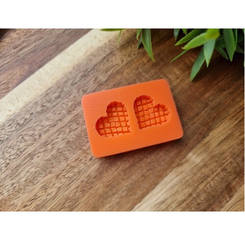 Silicone mold, Waffle, style 9, heart, 2 elements, ~ 2*2.2 cm, H:0.5 cm