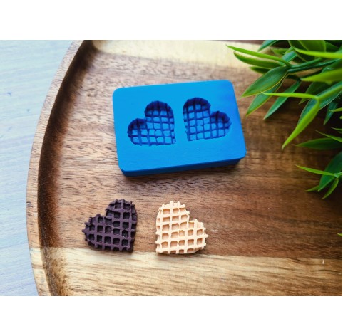 Silicone mold, Waffle, style 9, heart, 2 elements, ~ 2*2.2 cm, H:0.5 cm