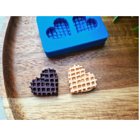 Silicone mold, Waffle, style 9, heart, 2 elements, ~ 2*2.2 cm, H:0.5 cm