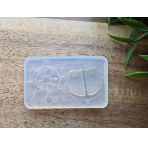 Silicone mold, Anchor and sea steering wheel, ~ Ø 2.7 cm, 3.2*3.4 cm, H:0.3 cm