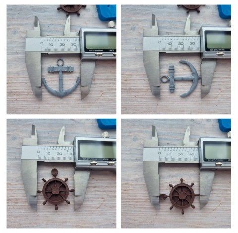 Silicone mold, Anchor and sea steering wheel, ~ Ø 2.7 cm, 3.2*3.4 cm, H:0.3 cm