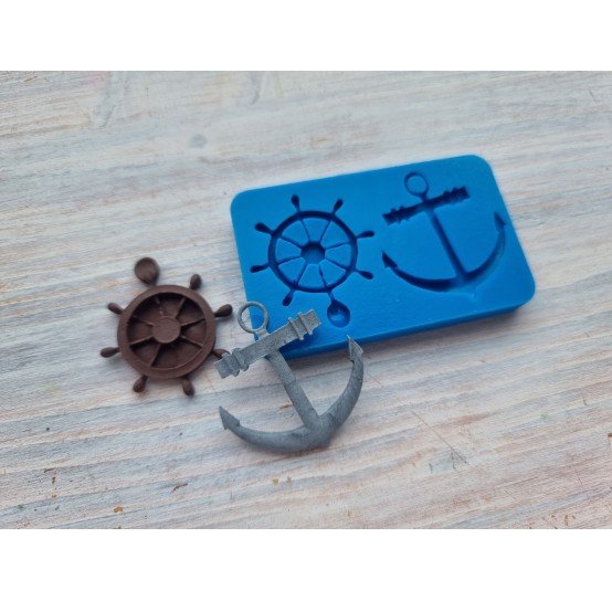 Silicone mold, Anchor and sea steering wheel, ~ 3.3*3.5 cm, 3*3.5 cm