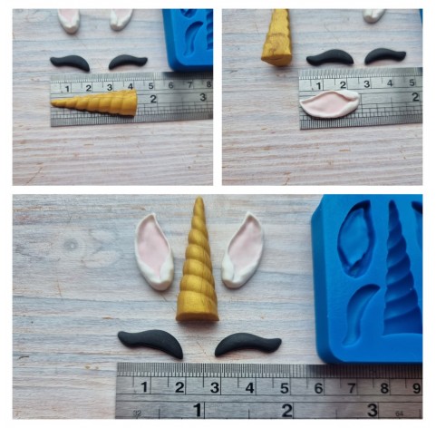 Silicone mold, Unicorn set details, 5 pcs., ~ 2-4 cm