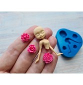 Silicone mold, Doll and flowers, ~ 4.2*3.5 cm, 1-1.3 cm