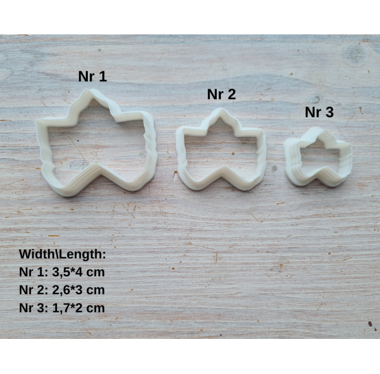 Silicone veiner, Cloudberry leaf, ~ 4*4.5 cm + 3 cutters 3.5*4 cm, 2.6*3 cm, 1.7*1.2 cm, set or individually