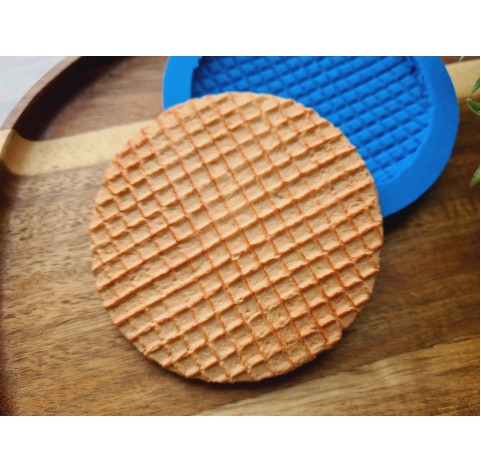 Silicone mold, Waffle, style 15, round, large, ~ Ø 8.3 cm, H:0.8 cm