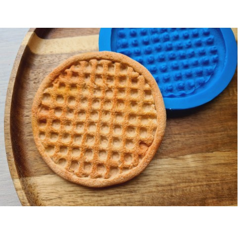 Silicone mold, Waffle, style 16, round, large, ~ Ø 8.4 cm, H:0.6 cm