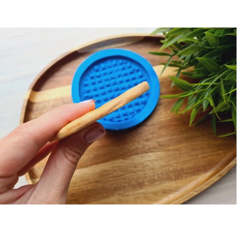 Silicone mold, Waffle, style 16, round, large, ~ Ø 8.4 cm, H:0.6 cm