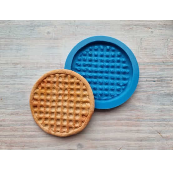 Silicone mold, Waffle, style 6, round, large, ~ Ø 8.5 cm, H:0.6 cm