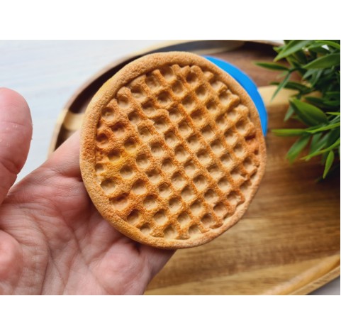 Silicone mold, Waffle, style 16, round, large, ~ Ø 8.4 cm, H:0.6 cm